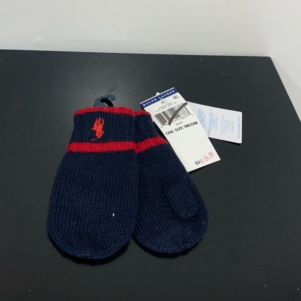 Polo Ralph Lauren Blue-Red Mittens NWT
